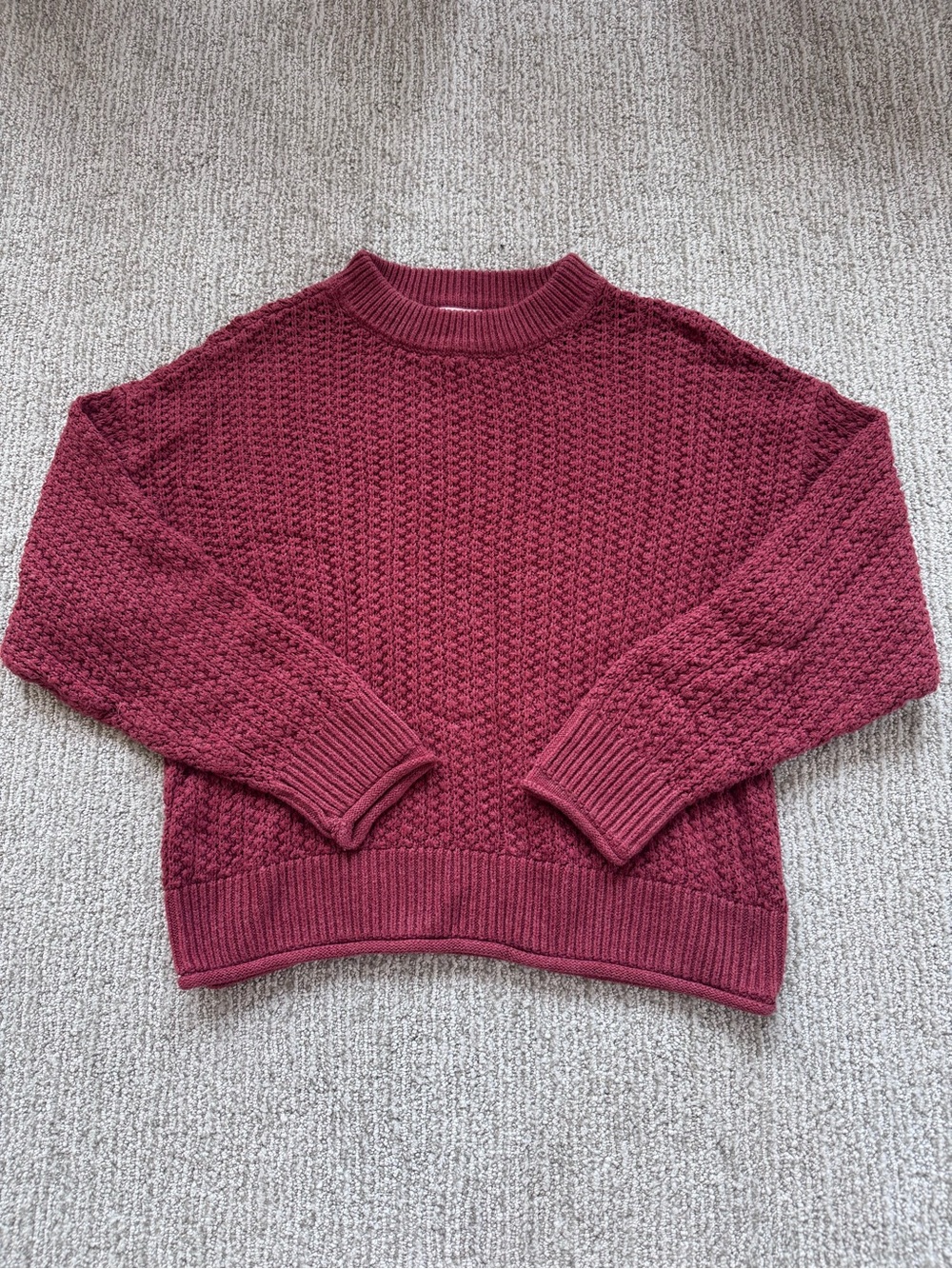 Universal Thread Cranberry Cable Knit Crewneck Sweater